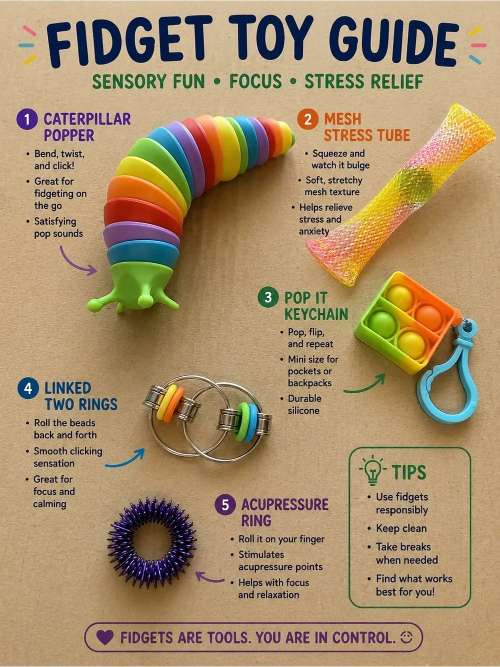 Fidget Fun Sensory & Stress Relief 5-Piece Set